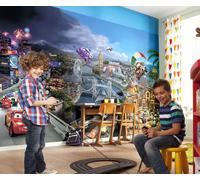 Boy Bedroom Wallpaper Disney Cars feature Photo Wall Mural 3.68x2.54m blue grey
