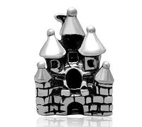 Disney Castle Charms fit Pandora Bangle Bracelet, Antique 925 Sterling Silver Princess Castle Beads with Screw Thread, Gifts for Daughter/Couple/Valentines