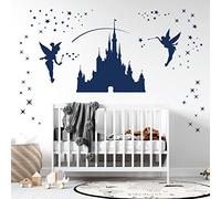 Disney Castle Girls Wall Art Sticker - Fairies Fairy Tinkerbell Stars [Cobalt]