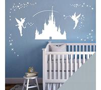 Disney Castle Girls Wall Art Sticker - Fairies Fairy Tinkerbell Stars [Gold]
