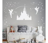 Disney Castle Girls Wall Art Sticker - Fairies Fairy Tinkerbell Stars [White]