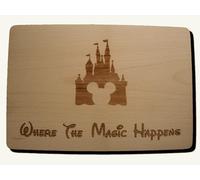 Disney Castle Mickey Mouse Chopping Board Laser Engraved Gift (Premium Hardwood 24x17x1.5 cm)