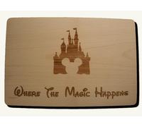 Disney Castle Mickey Mouse Chopping Board Laser Engraved Gift (Premium Hardwood 30x20x1.5 cm)