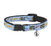 Disney Cat Collar, Breakaway Collar with Bell, Disney Pluto Poses and Quotes Blues Red Yellow, 8.5 to 12 Inches 0.5 Inch Wide