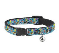Disney Cat Collar, Breakaway Collar with Bell, Finding Nemo and Friends Underwater Character Collage Blue, 8.5 to 12 Inches 0.5 Inch Wide
