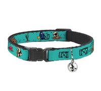 Disney Cat Collar, Breakaway Collar with Bell, Finding Nemo Fish and Under Sea Treasures Aqua Blue, 8.5 to 12 Inches 0.5 Inch Wide