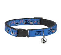 Disney Cat Collar, Breakaway Collar with Bell, Lilo and Stitch Stitch Expressions Blue, 8.5 to 12 Inches 0.5 Inch Wide