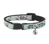 Disney Cat Collar, Breakaway Collar with Bell, Moana HEI HEI The Rooster and Icon Blocks White Light Green, 8.5 to 12 Inches 0.5 Inch Wide