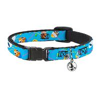 Disney Cat Collar, Breakaway Collar with Bell, Pixar Holiday Collection Easter Egg Characters Scattered Blue, 8.5 to 12 Inches 0.5 Inch Wide
