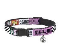 Disney Cat Collar, Breakaway Collar with Bell, Sensational Six Good Vibes Club Pose Blocks Multi Color, 8.5 to 12 Inches 0.5 Inch Wide