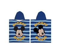 Official Disney Mickey Mouse Hooded Towel Poncho 115x50 cm | Sea Stripe Design | 100% Cotton, Soft Bath & Beach Robe - DMMIPETW001UK
