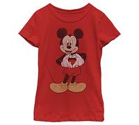 Disney Characters Vintage Mickey Girl's Solid Crew Tee, Red, Small