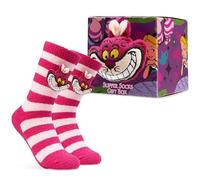 Disney Cheshire Cat Slipper Socks for Women Teens UK Size 2.5-7.5, 3D Character Casual Socks, Soft Breathable, Gifts for Her (Hot Pink Cheshire Cat)