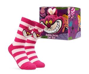 Disney Cheshire Cat Slipper Socks for Women Teens UK Size 2.5-7.5, 3D Character Casual Socks, Soft Breathable, Gifts for Her (Hot Pink Cheshire Cat)
