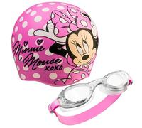 Disney Children's Swimming Goggles and Swimming Cap Set Anti-Fog UV Protection (Pink Minnie, 3-6 Years)