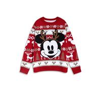 Disney Mickey Mouse Womens Red Long Sleeve Christmas Jumper | Crew Neck Sweater for Holiday Celebrations | Festive Outfit for Christmas Festivities Merch - Small