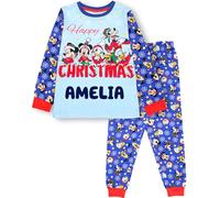 Disney Christmas Personalised Pyjama for Kids 100% Cotton Long Sleeve Winter Pyjama Soft and Comfortable Gift for Boys and Girls PJ Set Age 2/3 Blue