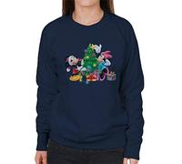Disney Christmas Tree Mickey & Minnie Mouse Women's Sweatshirt Navy Blue