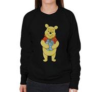 Disney Christmas Winnie The Pooh Holding Honey Pot Women's Sweatshirt Black