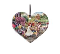 Disney - Cinderella Happily Ever After - Thomas Kinkade Studios - Heart Shaped Hanging Acrylic Print Accessory - Officially Licensed Collectible