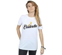 Disney Women's Cinderella Shoe Logo Cotton Boyfriend T-Shirt in White | Size: 4XL Disney White 4XL