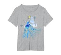 Disney Cinderella Water Color Graphic T-Shirt T-Shirt, Women's Plus, Heather Grey, 1X