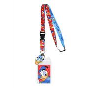 Disney Classic Donald Duck Reversible Lanyard with Clear ID Badge Holder and 2"""" Donald Rubber Charm