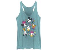 Disney Classic Mickey Doodle Crew Women's Racerback Tank Top, Tahiti Blue, XXL