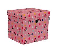 Disney Classic Minnie Mouse Foldable Ottoman Storage Box, Square Toy Chest Box With Lid For Kids, Foot Stool - Pink