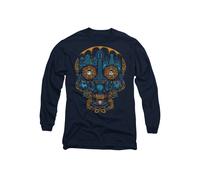 Disney Coco Colorful Day Of The Dead Skull With Miguel & Dante Long Sleeve T-Shirt, Navy | Size: Large Disney Navy L