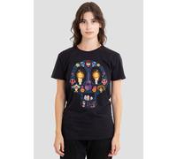 Coco Women's Day of The Dead Skull with Miguel, Ernesto, Hector Ladies T Shirt, Black, M