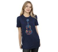 Disney Coco Guitar Pattern Cotton Boyfriend T-Shirt In Navy Navy L