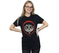 Disney Women's Coco Miguel Skeleton Face Hood Cotton Boyfriend T-Shirt in Black | Size: 4XL Disney Black 4XL