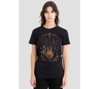 Coco Women's Painted Poster with Guitar, Ernest, Miguel and Hector Ladies T Shirt, Black, M