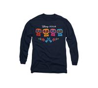 Disney Coco Skull Logo Full Color Long Sleeve T-Shirt, Navy | Size: Large Disney Navy L