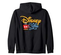 Disney & Coffee Mickey Mouse Coffee Cup Script Logo Zip Hoodie