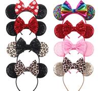 Disney Colorful Sequins Bows Mickey Mouse Ear Headband for Adults Festival Party Hair Accessories Women Girls Rainbow Hairbands TDMQ033-8