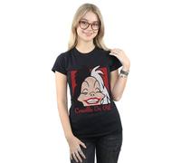 Disney Women's Cruella De Vil Cropped Head Cotton T-Shirt in Black | Size: Medium Disney Black M