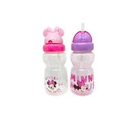 Disney Cudlie Minnie Mouse Baby Girl 2 Pack of 11 Oz Sippers Pop Up Straw Character Molded Lid with Little Lady Print