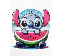 Disney Decorative Wall Poster Series Cartoon Stitch Watermelon Print on Coated Paper 40 x 30 cm Without Frame