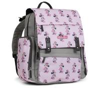 Disney Diaper Bag Backpack with Changing Pad Minnie Mouse - 16” Nylon Baby Bag for Parents, Insulated Bottle Holders, Multiple Storage Pockets