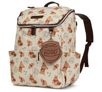 Disney Diaper Bag Backpack with Changing Pad Winnie the Pooh - 16” Nylon Baby Bag for Parents, Insulated Bottle Holders, Multiple Storage Pockets
