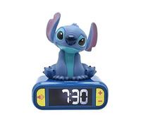LEXIBOOK, Disney Stitch, Nightlight alarm clock, Sounds and Melodies, LCD Backlit screen, Luminous, Snooze, Blue, RL800D