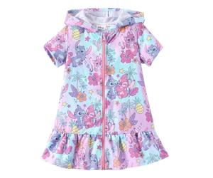 Disney Disney Minnie Frozen Stitch Zip Up Terry Hooded Bathing Suit, Disney Multi-coloured stitching, 4-5 ans