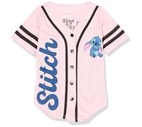 Disney Disney's Girls Lilo & Stitch Ohana Baseball Jersey Mesh Button Down Shirt Lilo & Stitch Angel Classic Mesh Baseball Shirt with Buttonhole for Girls, Light pink, 14-16