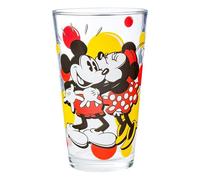 Disney DL121166 Classic Mickey and Minnie Kiss Dots Pint Glass with Gift Box, 16-Ounces, Red and Black