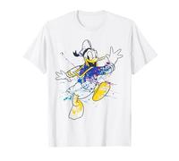 Disney Donald Duck Jumping For Joy Paint Splatter Portrait T-Shirt