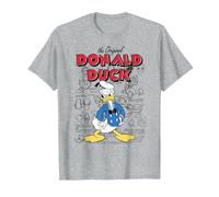 Disney Donald Duck Original Donald How To Draw Background T-Shirt, Men, Heather Grey, XX-Large