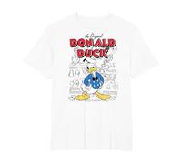 Disney Donald Duck Original Donald How To Draw Background T-Shirt, Men's Big and Tall, White, 6X Tall