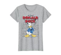 Disney Donald Duck Original Donald How To Draw Background T-Shirt, Women, Heather Grey, 3X-Large